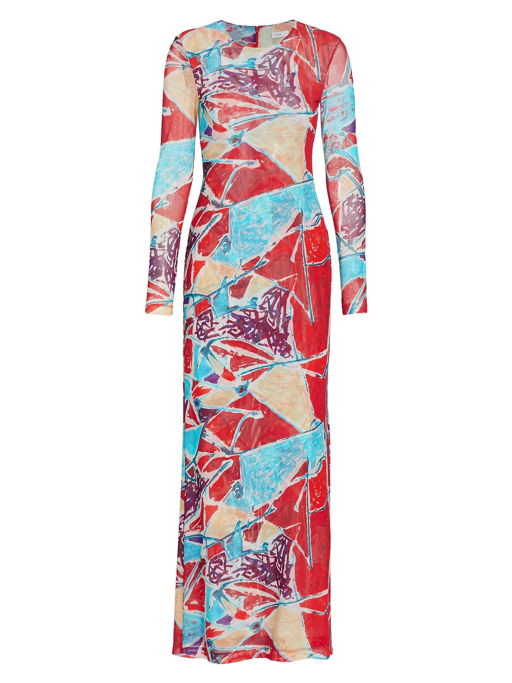 Shop Rosetta Getty Abstract Long-Sleeve Maxi Dress | Saks Fifth Avenue | Saks Fifth Avenue
