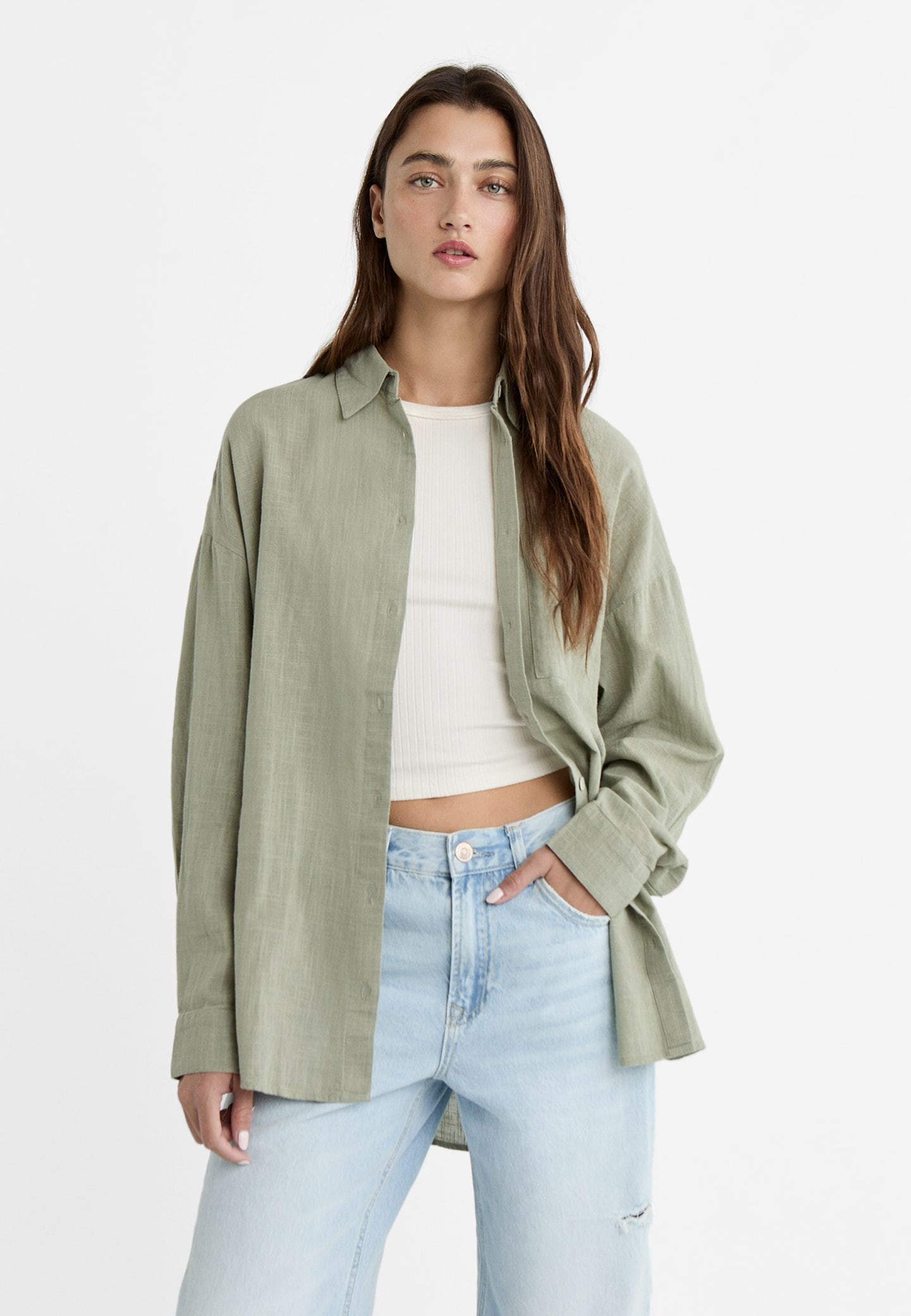 Oversize shirt with pocket | Stradivarius (UK)