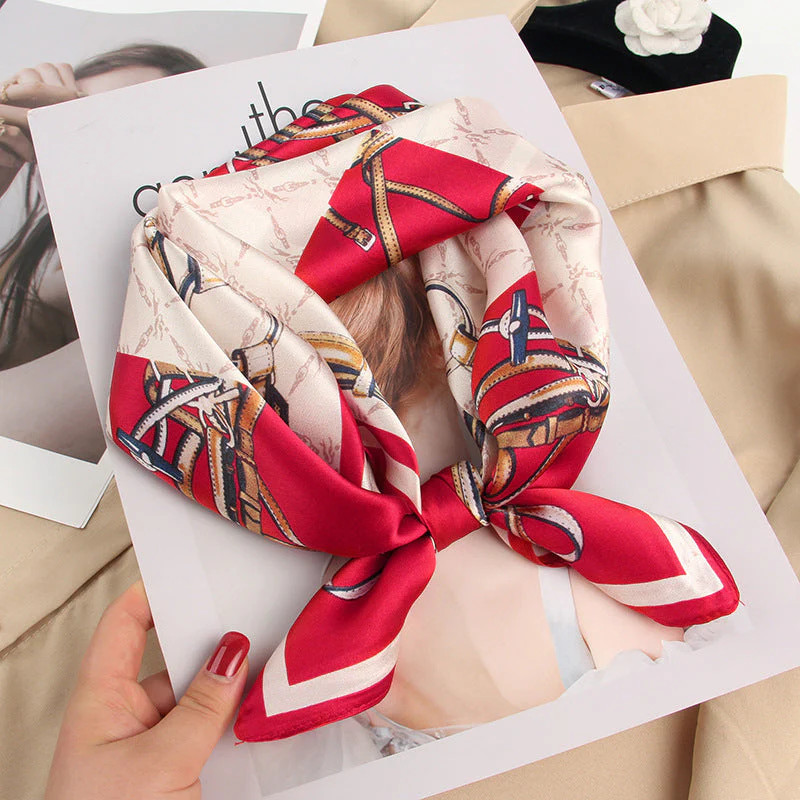 Pure Silk Printed Designer Square Scarf 53x53cm/21"x21" | SILKSILKY