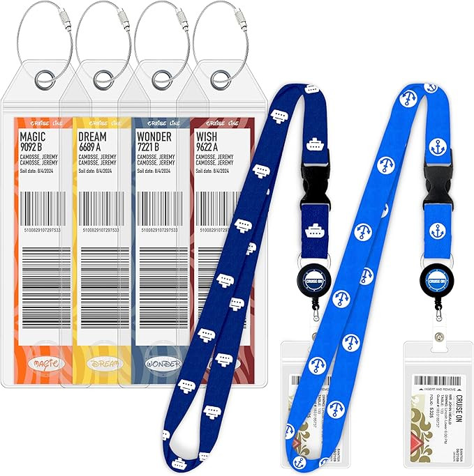Disney Cruise Luggage Tag Holder [4 Pack] & Lanyard for Ship Cards [2 Pack] Bundle - Large Tag Ho... | Amazon (US)