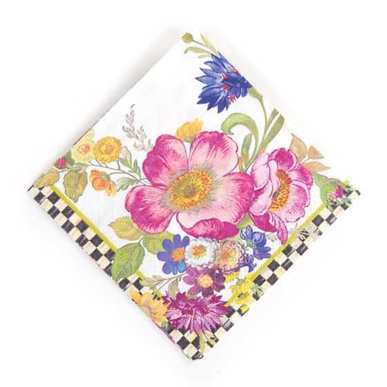 Flower Market Paper Napkins - Cocktail - White | MacKenzie-Childs