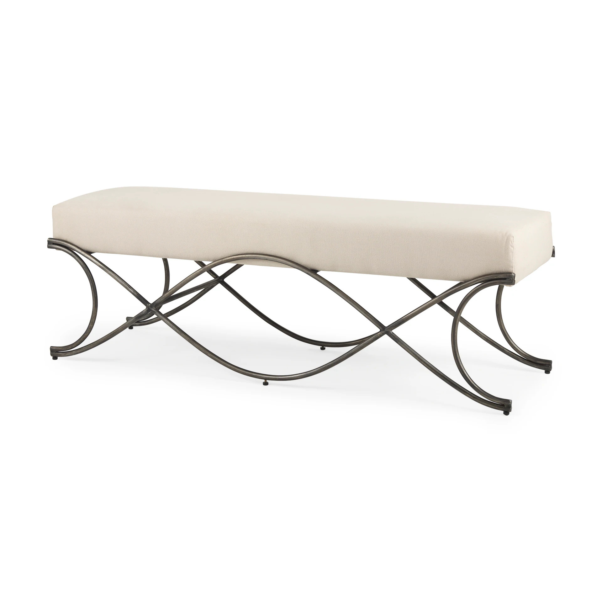Mercana Modern Cream Accent Bench 55.00-in x 19.75-in x 20.50-in | Lowe's