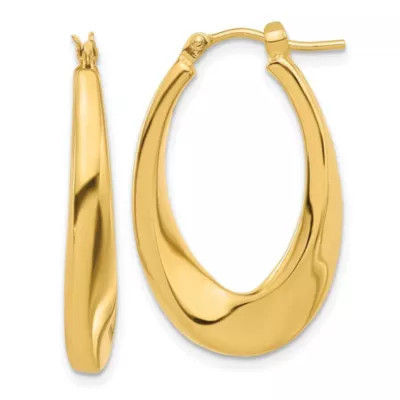 Belk & Co 14K Yellow Gold Polished Hollow Oval Twist Hoop Earrings | Belk