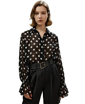 Women's Polka Dots Georgette Blouse | Macy's