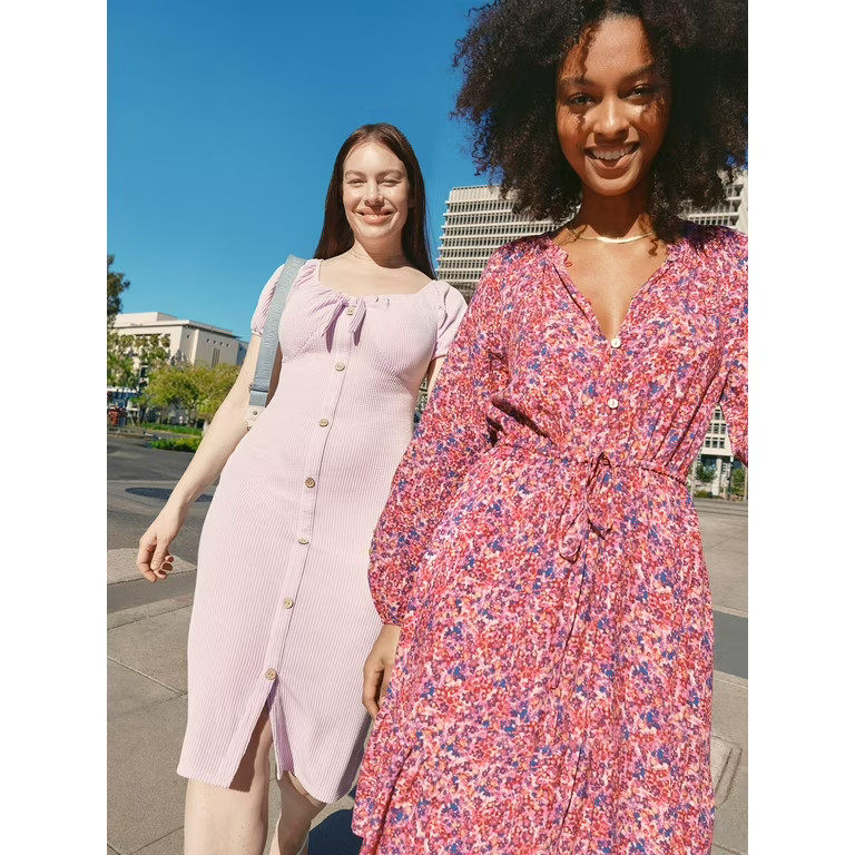 Time and Tru Women's Long-Sleeve Mini Dress with Drawstring, Sizes S-XXXL | Walmart (US)