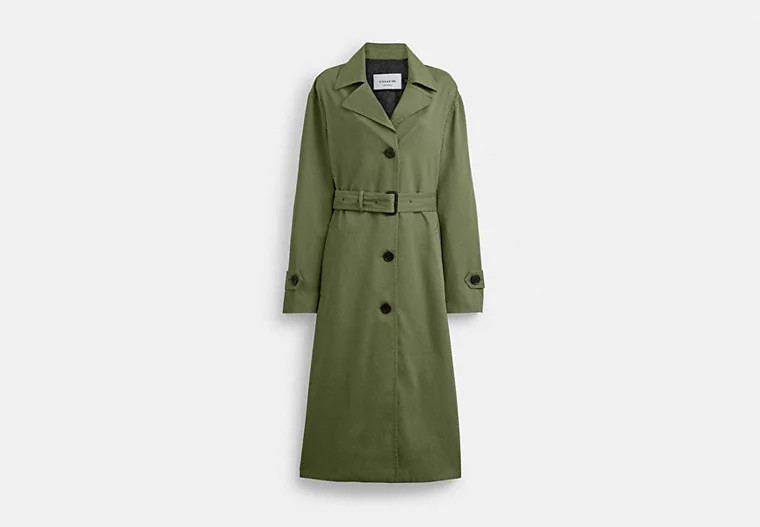 Coach Outlet Oversized Trench Coat - Green, Size: Small | Coach Outlet US