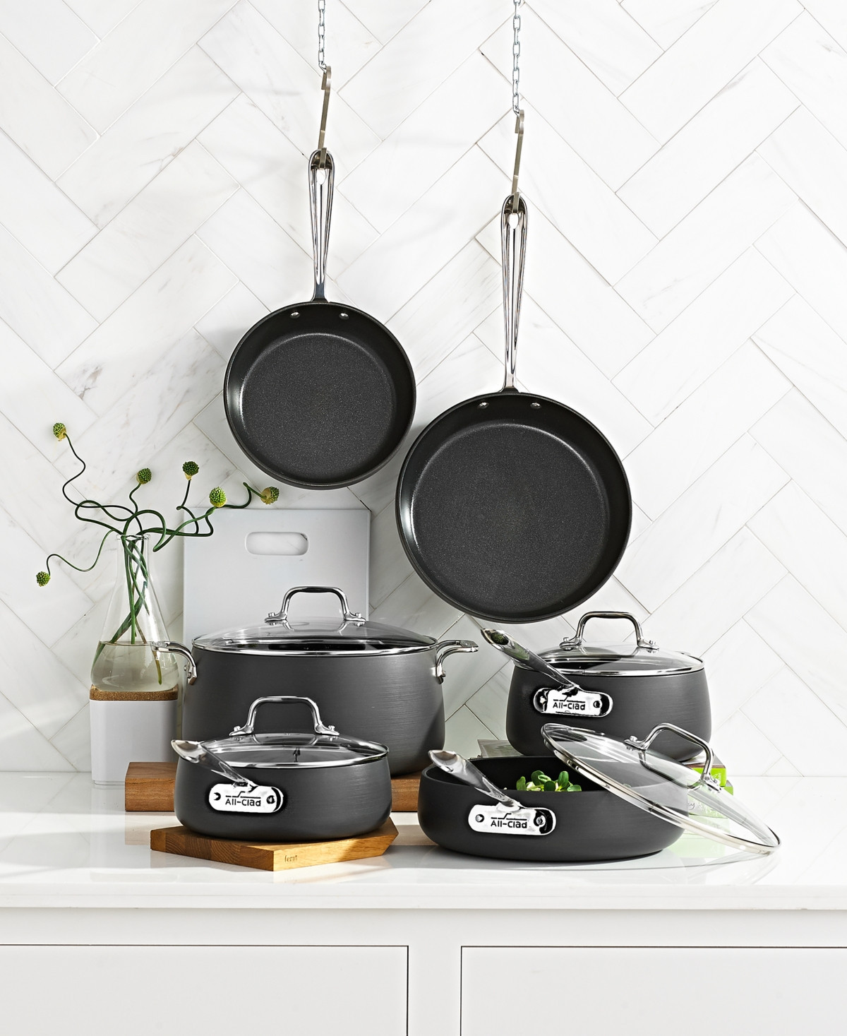 All-Clad, HA1 Hard Anodized Nonstick Cookware Set, 10 piece Set | Macy's