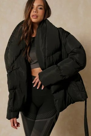 Padded Collar Duvet Belted Puffer Coat | Miss Pap UK