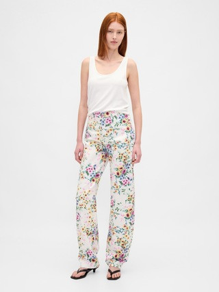 High Rise Floral Barrel Jeans | Gap (US)