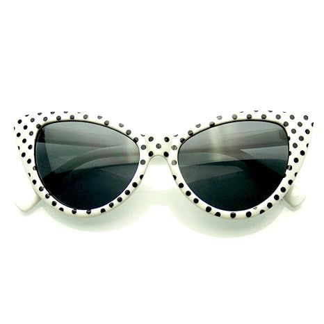 Emblem Eyewear - Polka Dot Cat Eye Womens Fashion Mod Super Cat Sunglasses | Amazon (US)