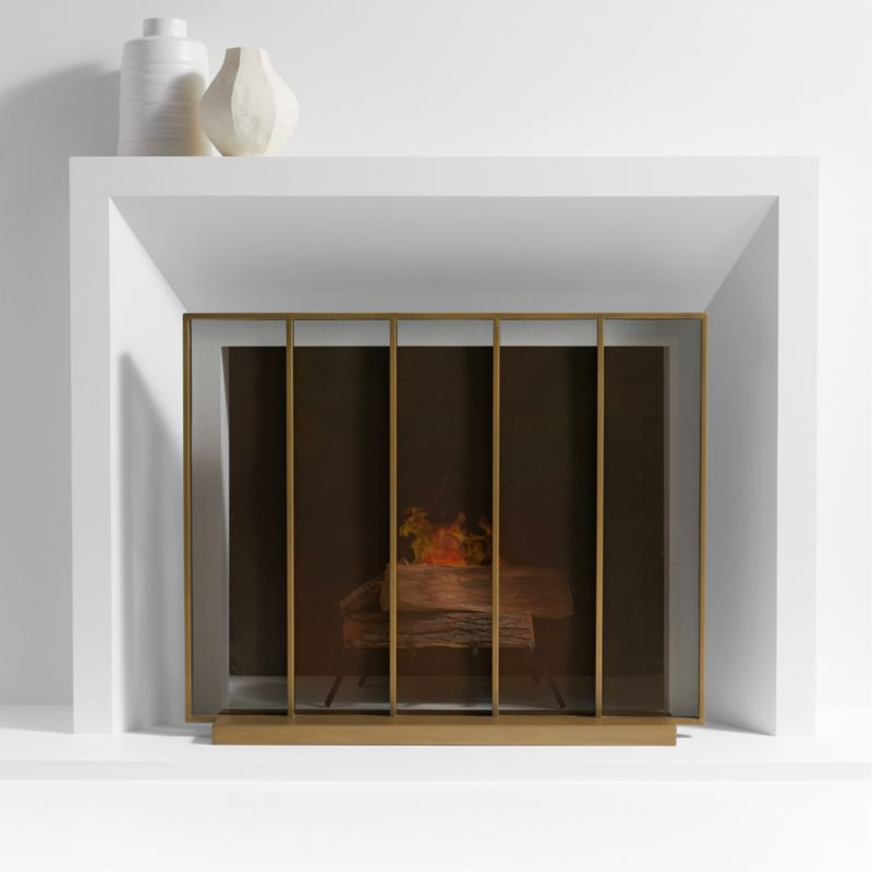 Brass Vertical Fireplace Screen + Reviews | Crate & Barrel | Crate & Barrel