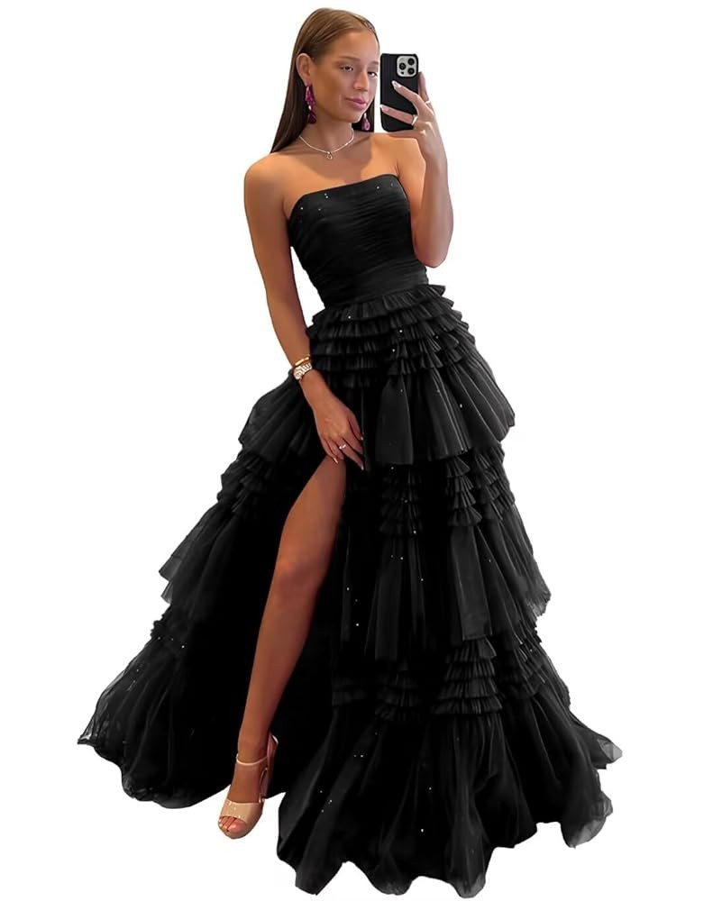 Glitter Tulle Prom Dresses 2025 Strapless Long Formal Evening Dresses for Women A-Line Open Back ... | Amazon (US)
