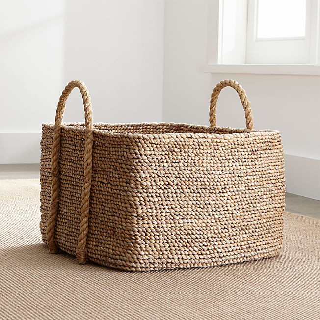Oketo Beige Small Rattan Decorative Basket + Reviews | Crate & Barrel | Crate & Barrel