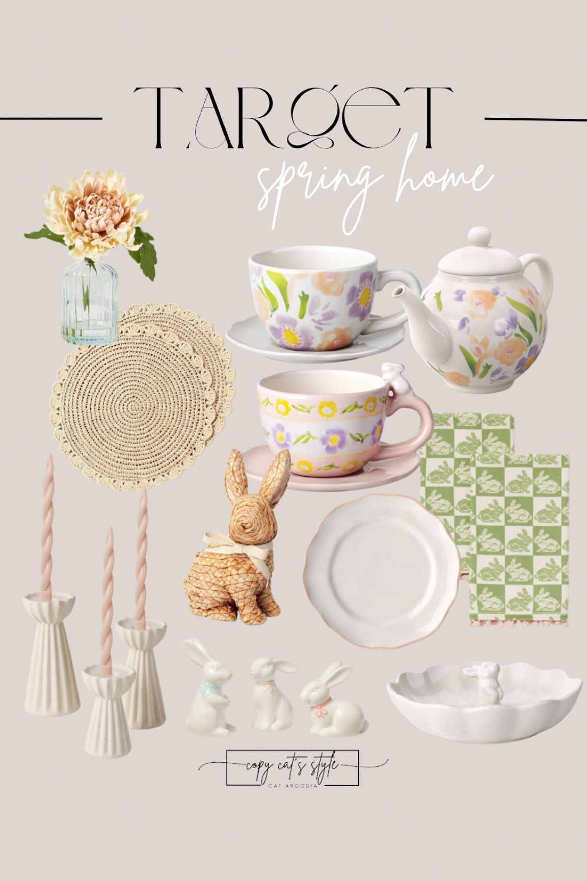 Target spring home! Pretty floral teapots and tea cups, Easter bunnies, spring entertaining. 

#LTKFindsUnder50 #LTKSeasonal #LTKHome