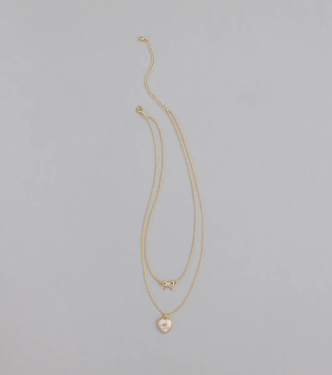 From The Heart Bow Layered Necklace | Windsor Stores