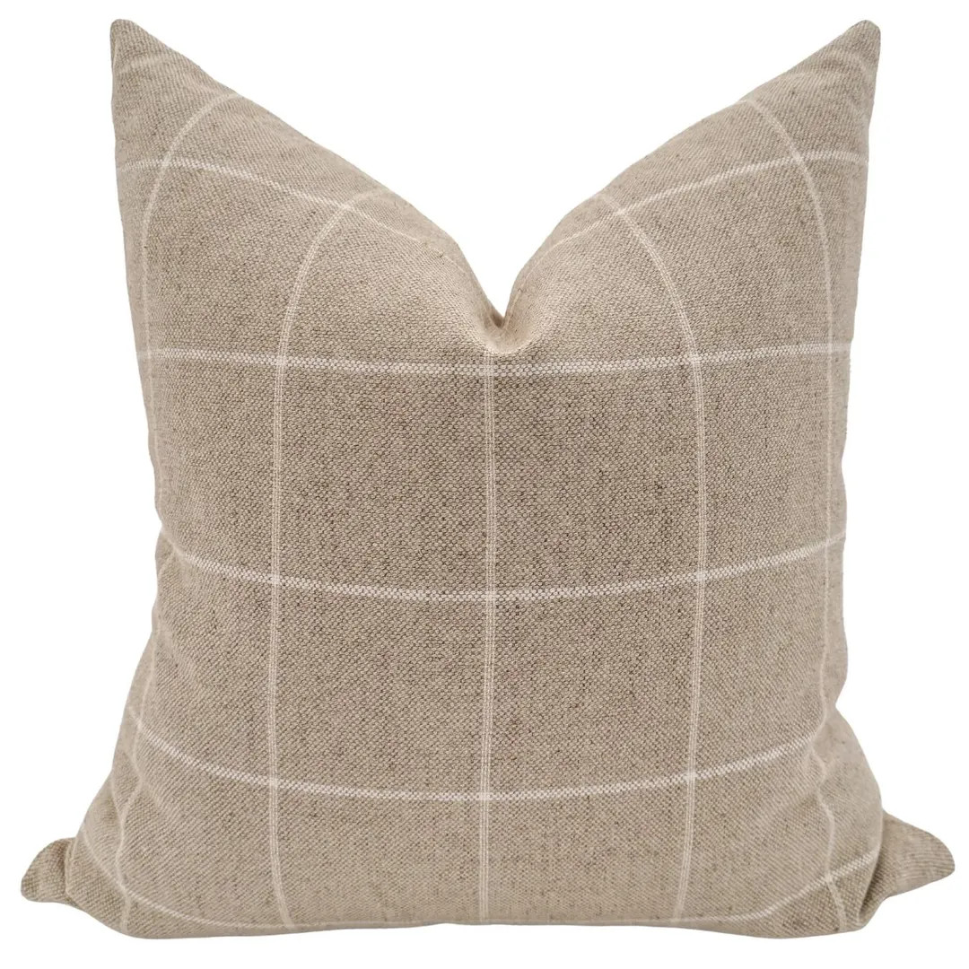 Windowpane Linen Pillow Cover, Belgian Linen Pillows, Curated Pillows, Handmade Pillow Cover, Des... | Etsy (US)