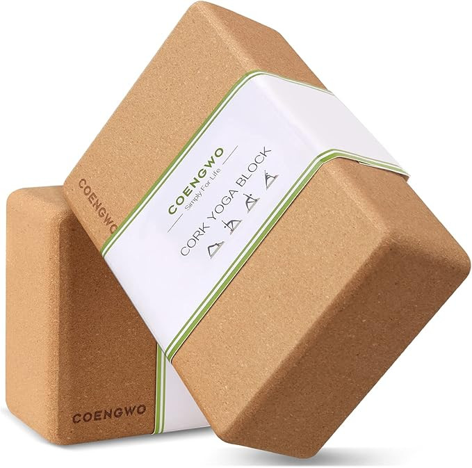 COENGWO Yoga Block Cork, Eco Friendly Yoga Block Handstand Block, Supportive Balance Deepen Poses... | Amazon (US)