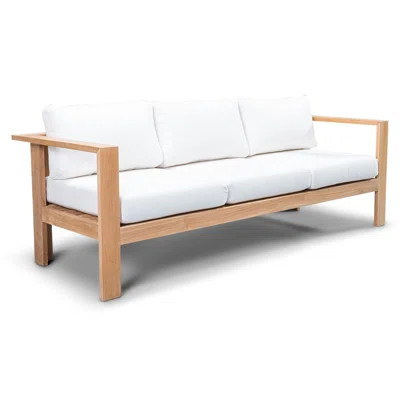 Ando Teak Patio Sofa with Sunbrella Cushions | Wayfair North America