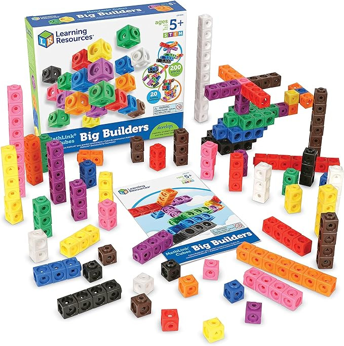 Learning Resources MathLink Cubes Big Builders - Set of 200 Cubes, Ages 5+, Develops Early Math S... | Amazon (US)