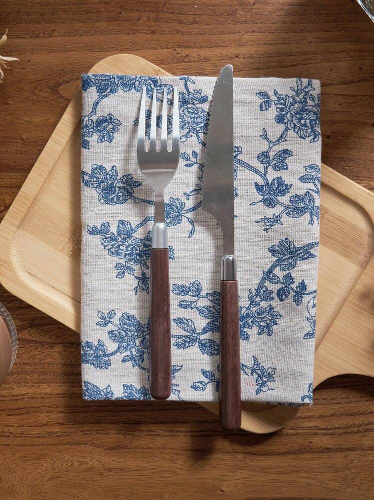 Blue Floral Napkins  | SHEIN