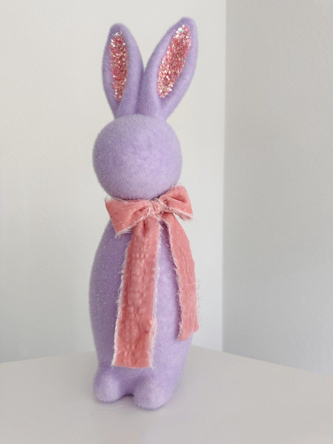 Flocked Bunny Easter Decor - Etsy | Etsy (US)