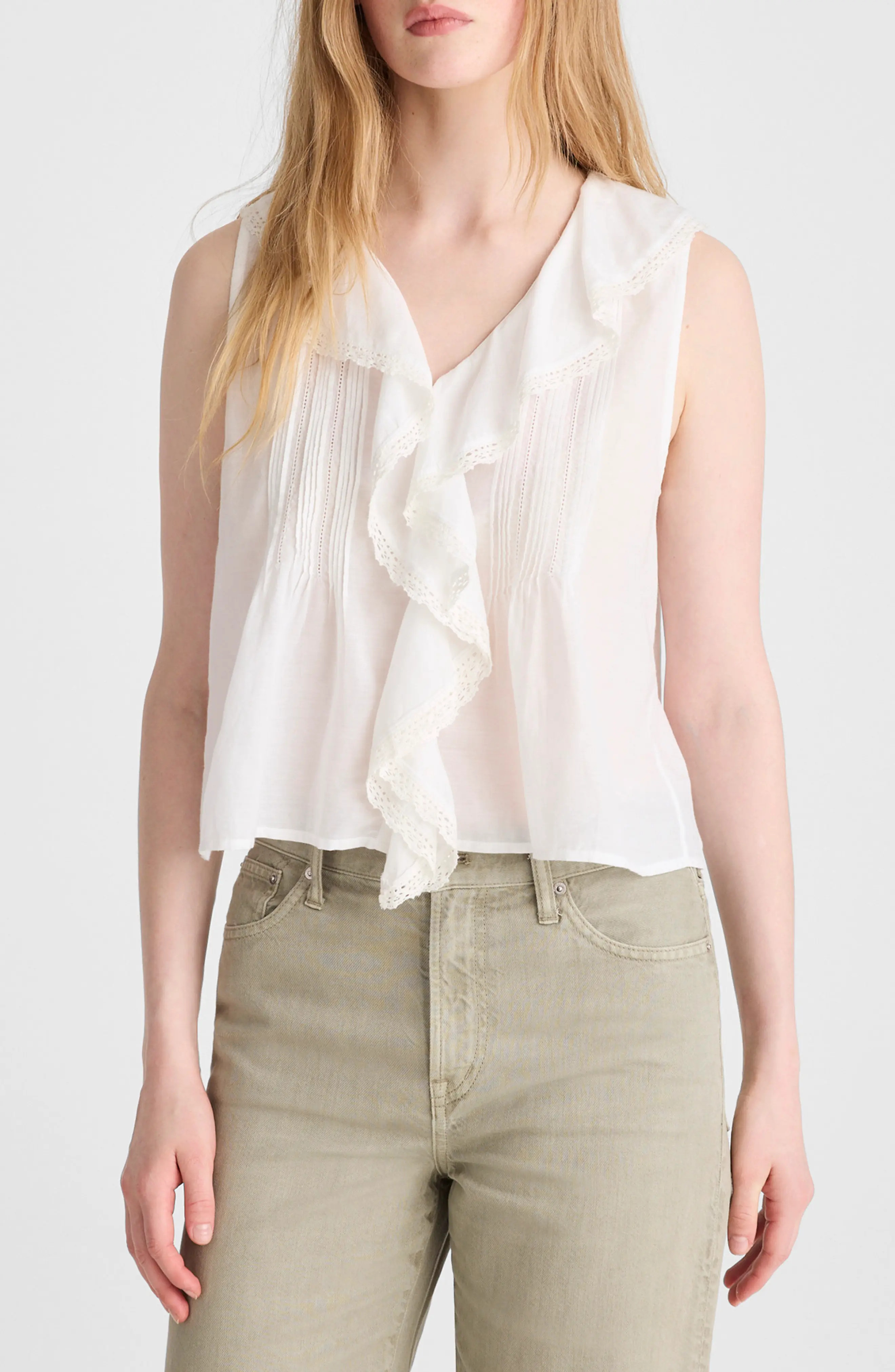 Madewell The Blaire Ruffle Sleeveless Top (Women) | Nordstrom | Nordstrom