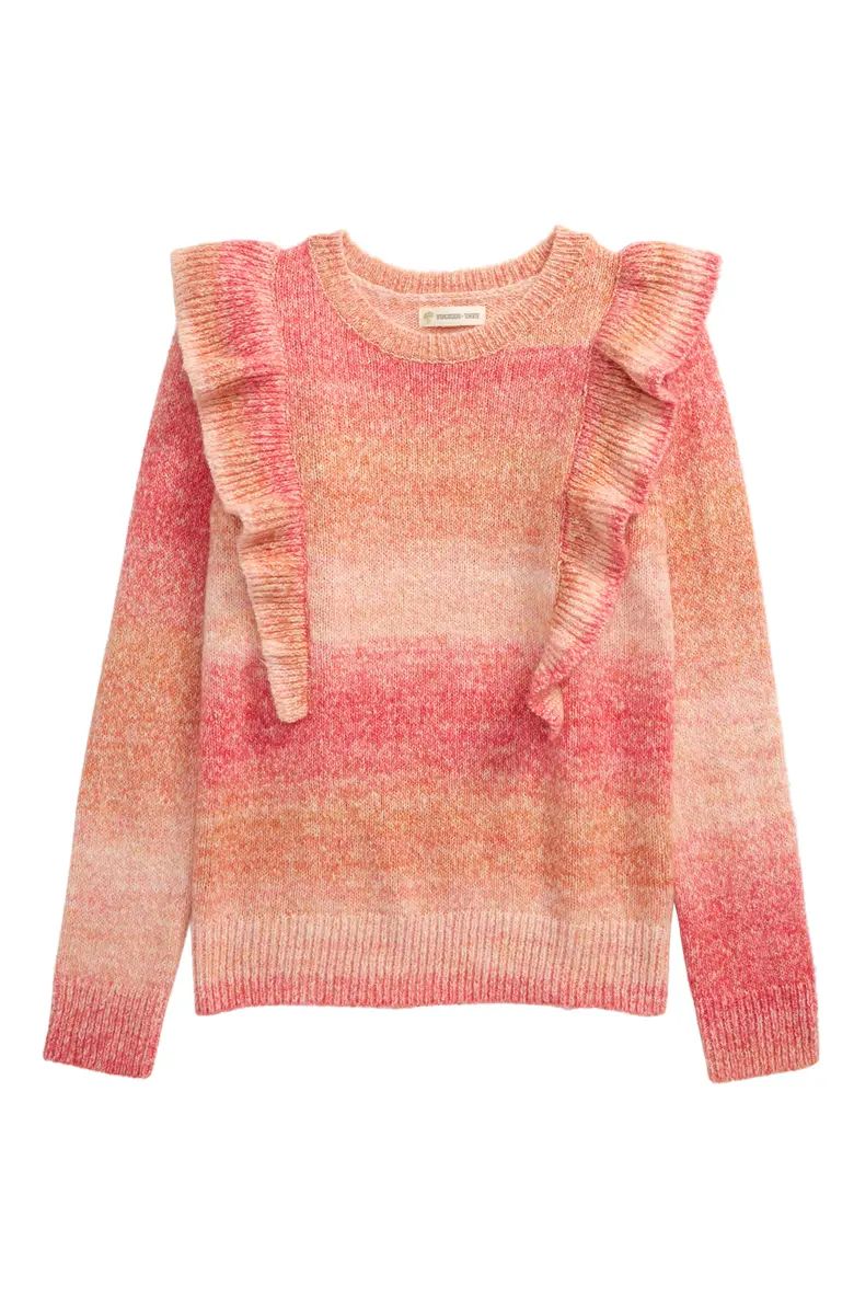 Space Dye Ruffle Cotton Blend Sweater | Nordstrom