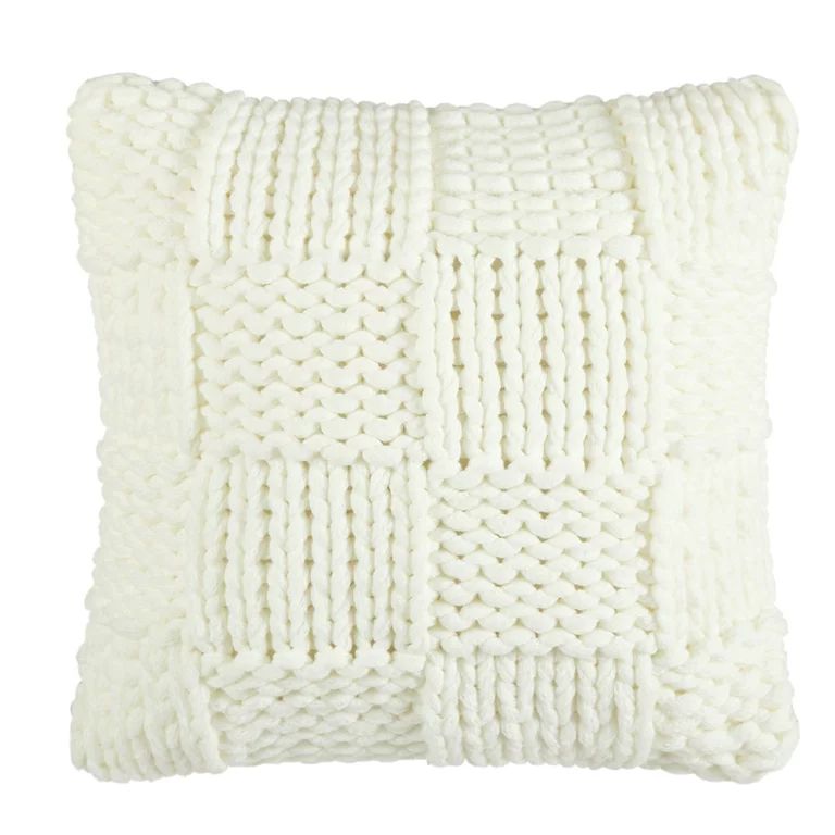 Better homes and Gardens Chunky Knit Patchwork Pillow, 18 x 18, Ivory, Square, 1 Piece | Walmart (US)