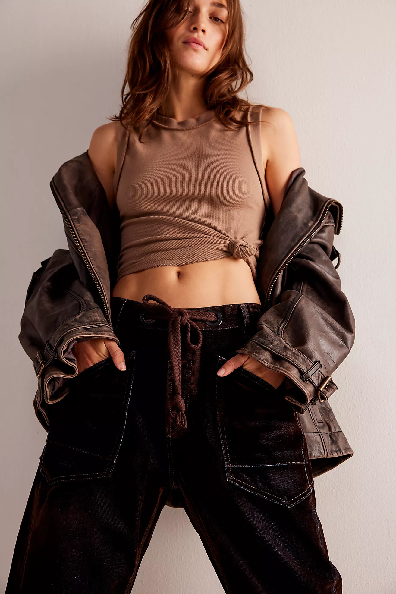 We The Free Moxie Flocked Pull-On Barrel Jeans | Free People (Global - UK&FR Excluded)