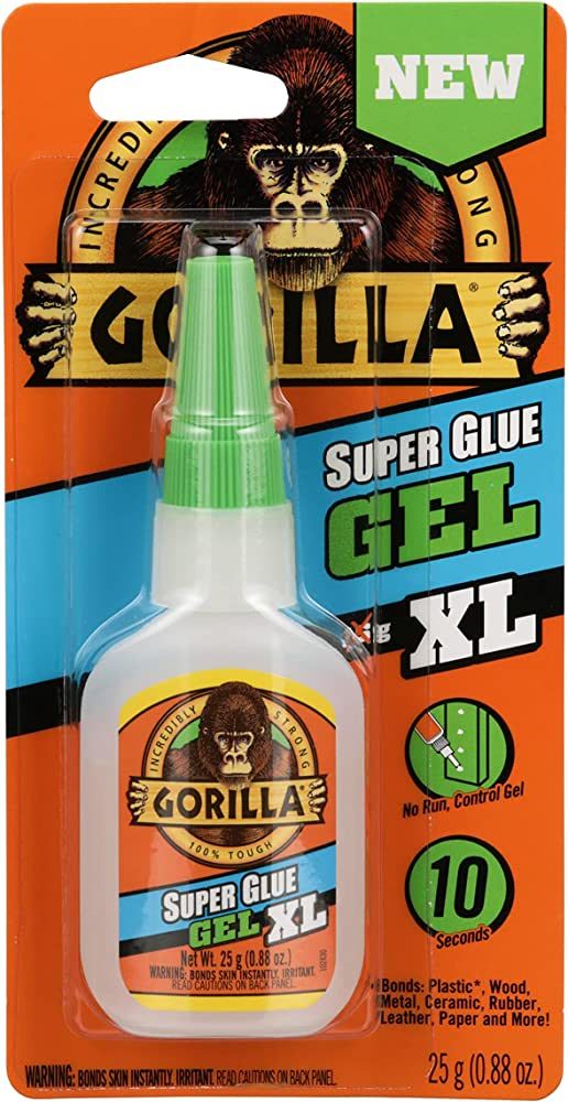 Gorilla Super Glue Gel XL, Fast-Setting, Thicker Controlled Formula, Anti-Clog Cap, Versatile Cya... | Amazon (US)