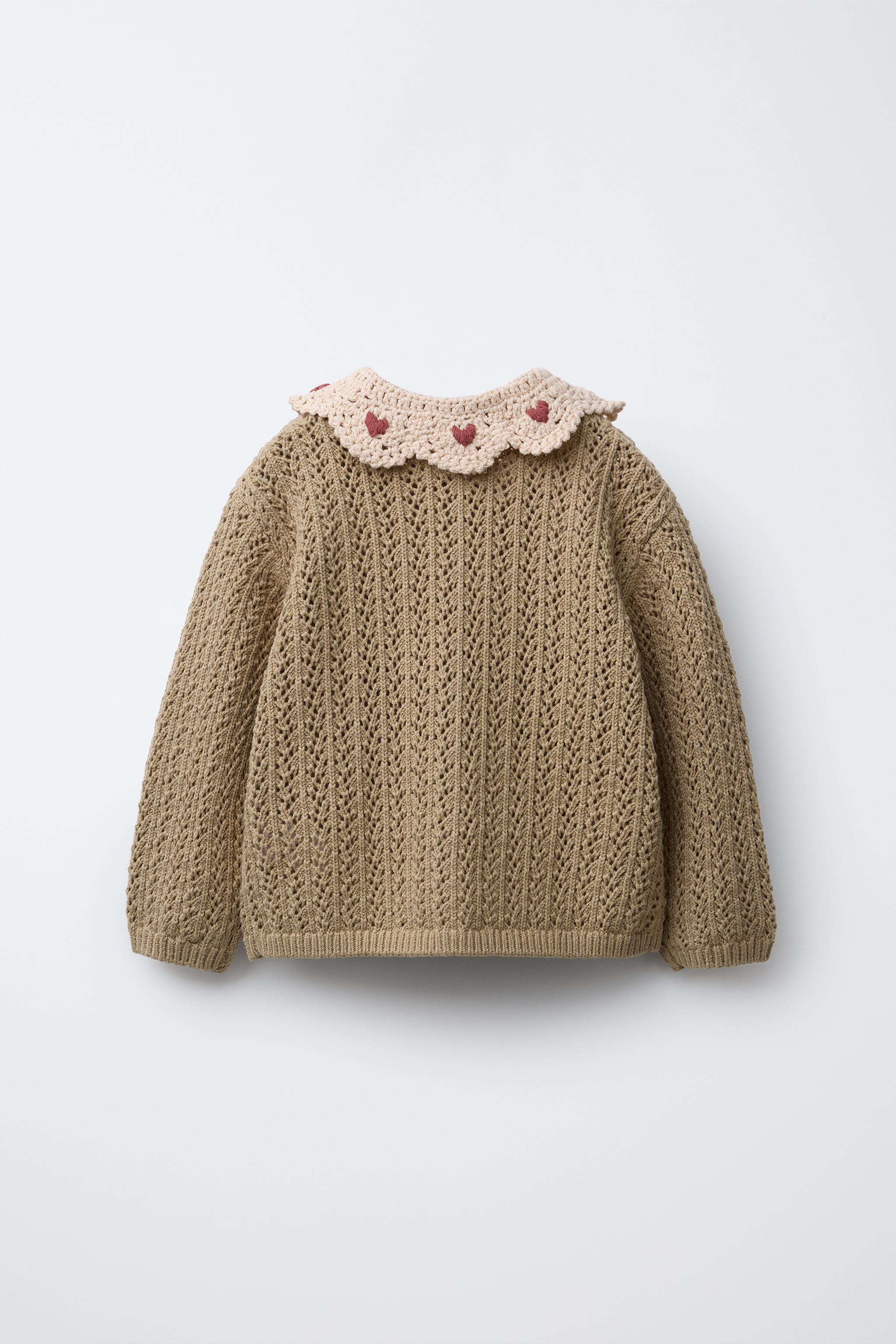 CROCHET COLLAR KNIT CARDIGAN | Zara US