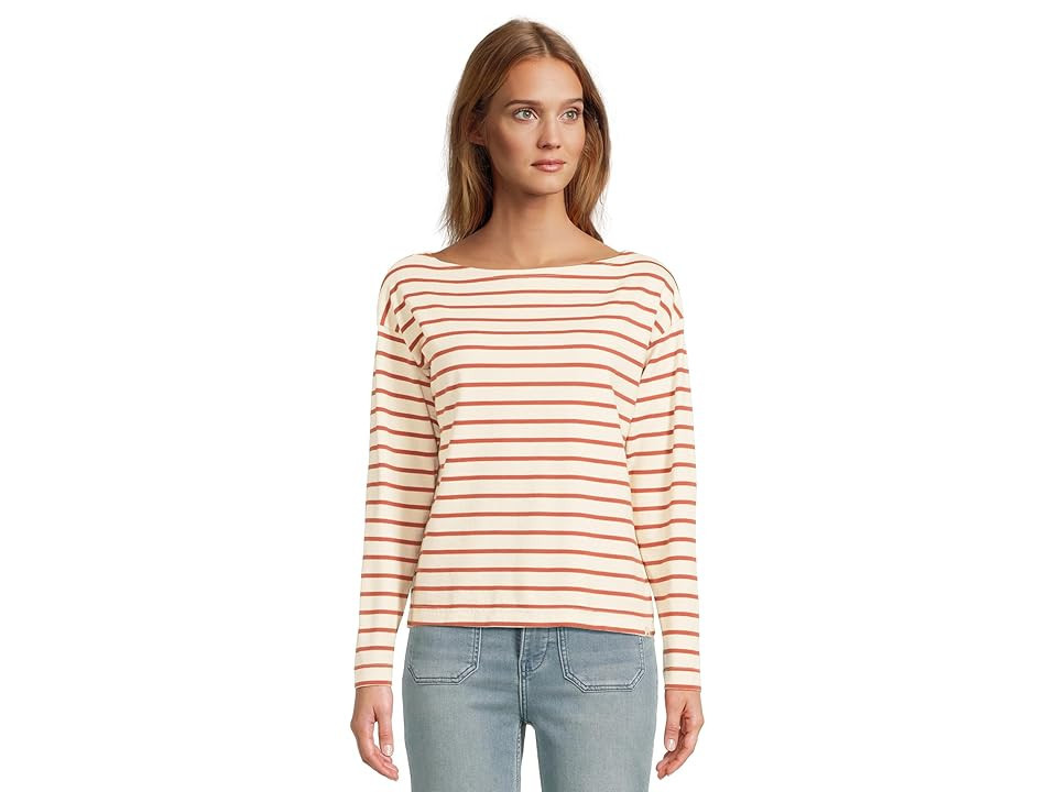Faherty Sport Jersey Boatneck Top Women's Clothing Atlantic Clay Stripe : MD, Cotton | Zappos
