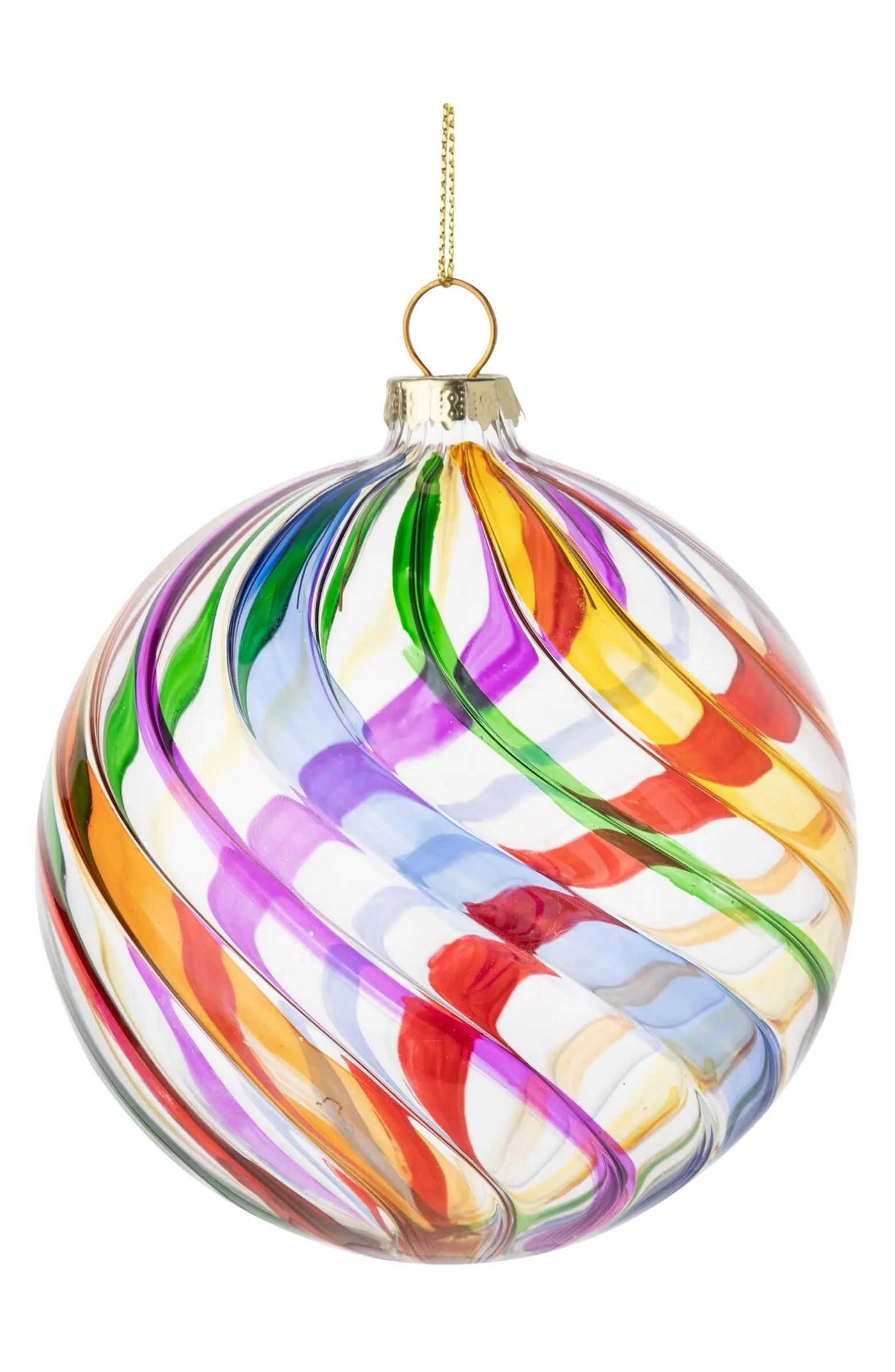 Silver Tree Color Swirl Ribbed Glass Ornament | Nordstrom | Nordstrom