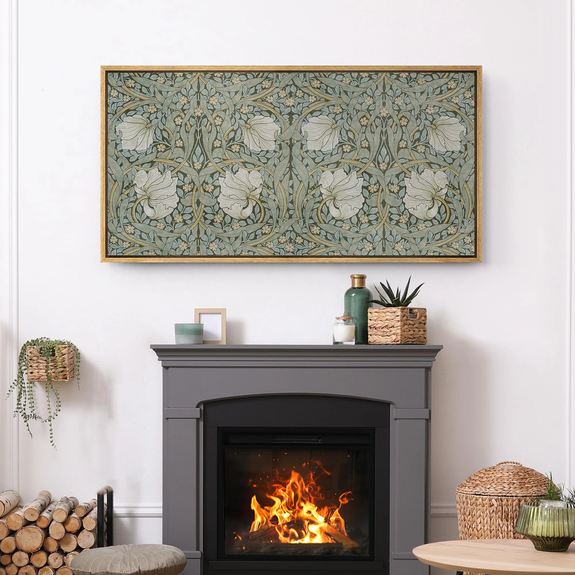 wall26 Green Abstract Floral Botanical Pattern Art Nouveau William Morris Framed Canvas Extra Lar... | Wayfair North America