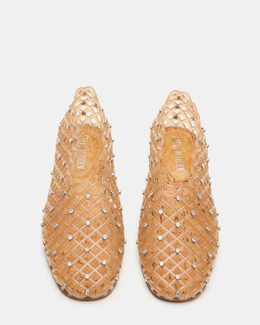 GROVE Tan Rhinestones Square-Toe Jelly Women's Mesh Ballet Flat | Steve Madden (US)