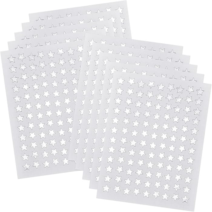 Amazon.com: 0.3" Diameter Silver Star Stickers - 1080 Pcs, 10 Sheets - Reward Stickers for Childr... | Amazon (US)