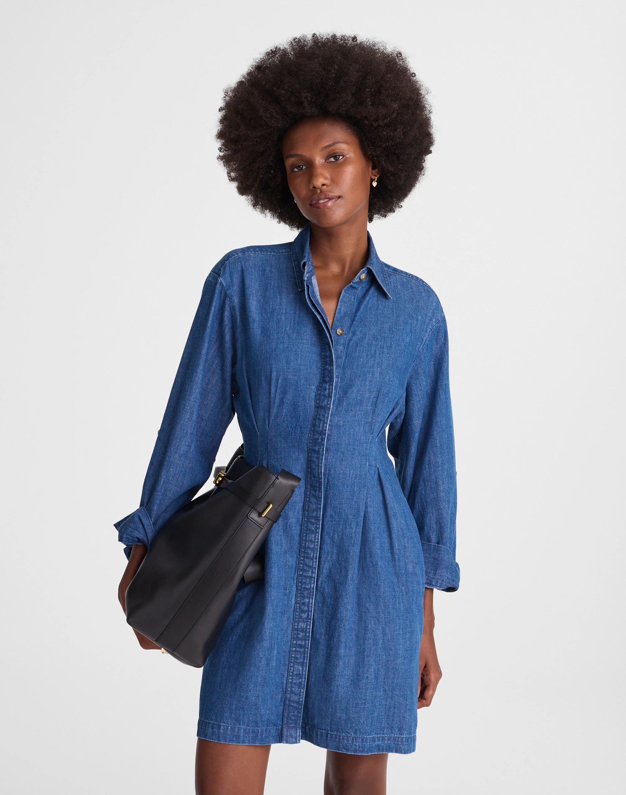 Denim Pleated Mini Shirtdress | Madewell
