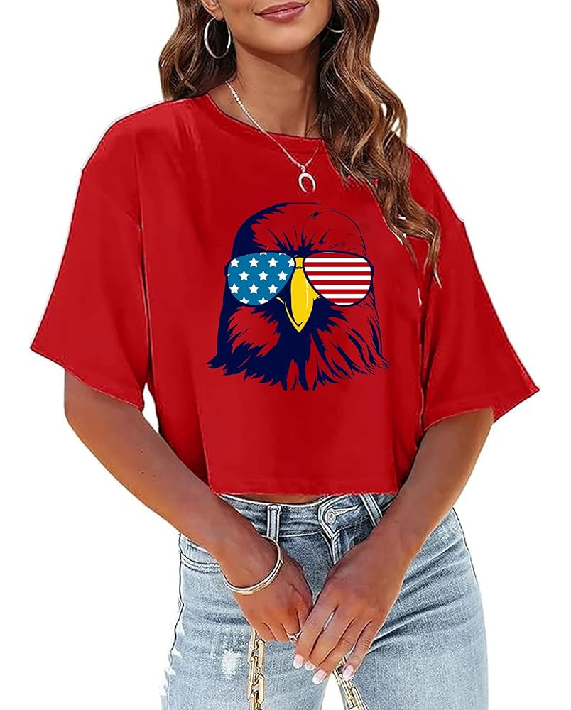 4th of July Crop Tops for Women American Flag Cropped Tee We The People T Shirt Independence Day ... | Amazon (US)