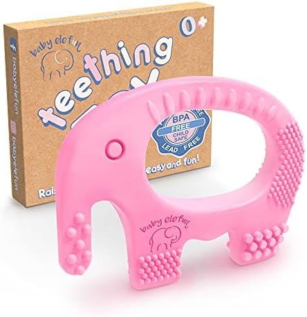 Baby Elefun Girl Teethers - BPA Free Silicone - Easy to Hold Teether with Gift Package Included, Eff | Amazon (US)