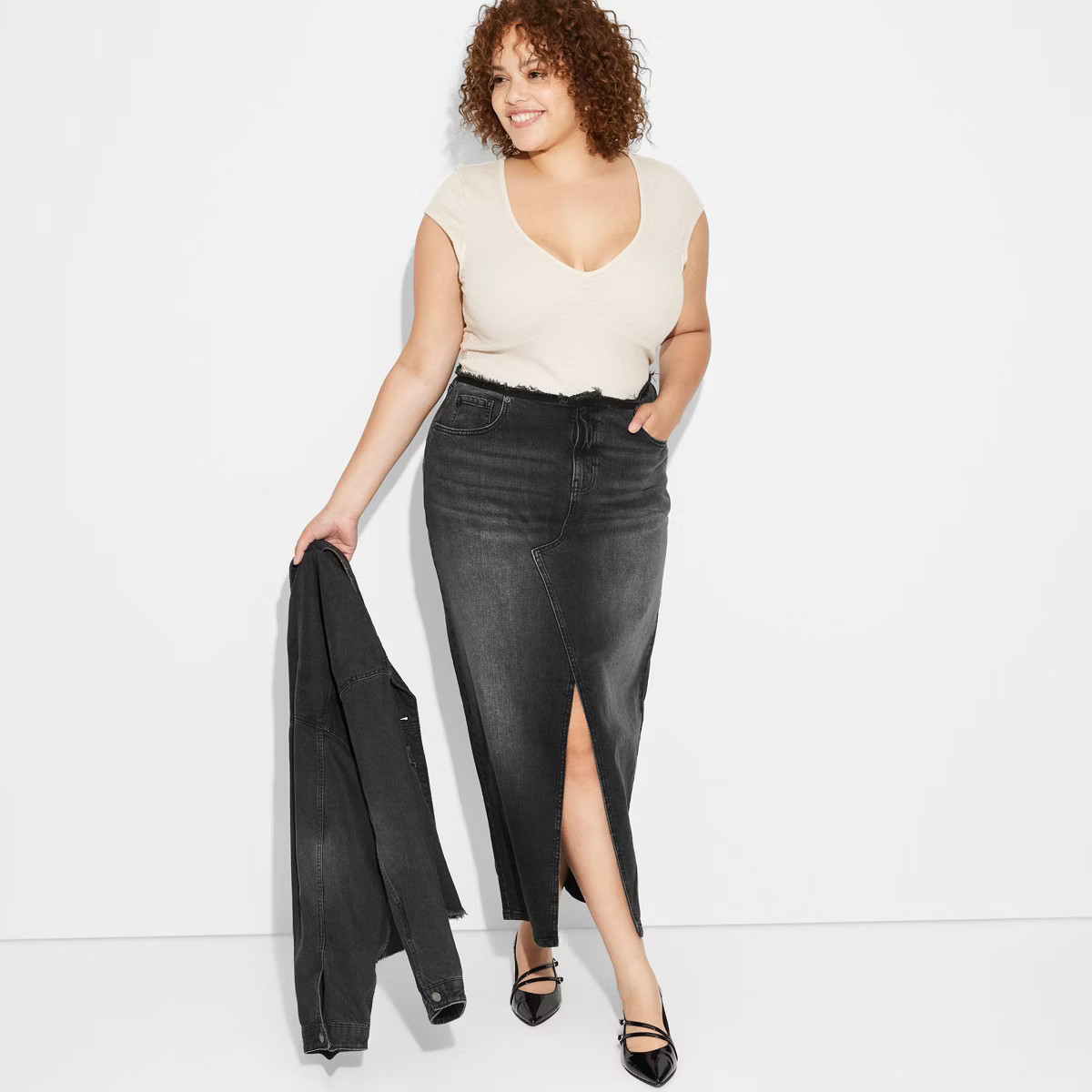 Women's Low-Rise Denim Midi Skirt - Wild Fable™ | Target