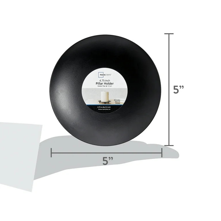 Mainstays Decorative Black Metal Pillar Tealight Candleholder Plate, 5" | Walmart (US)