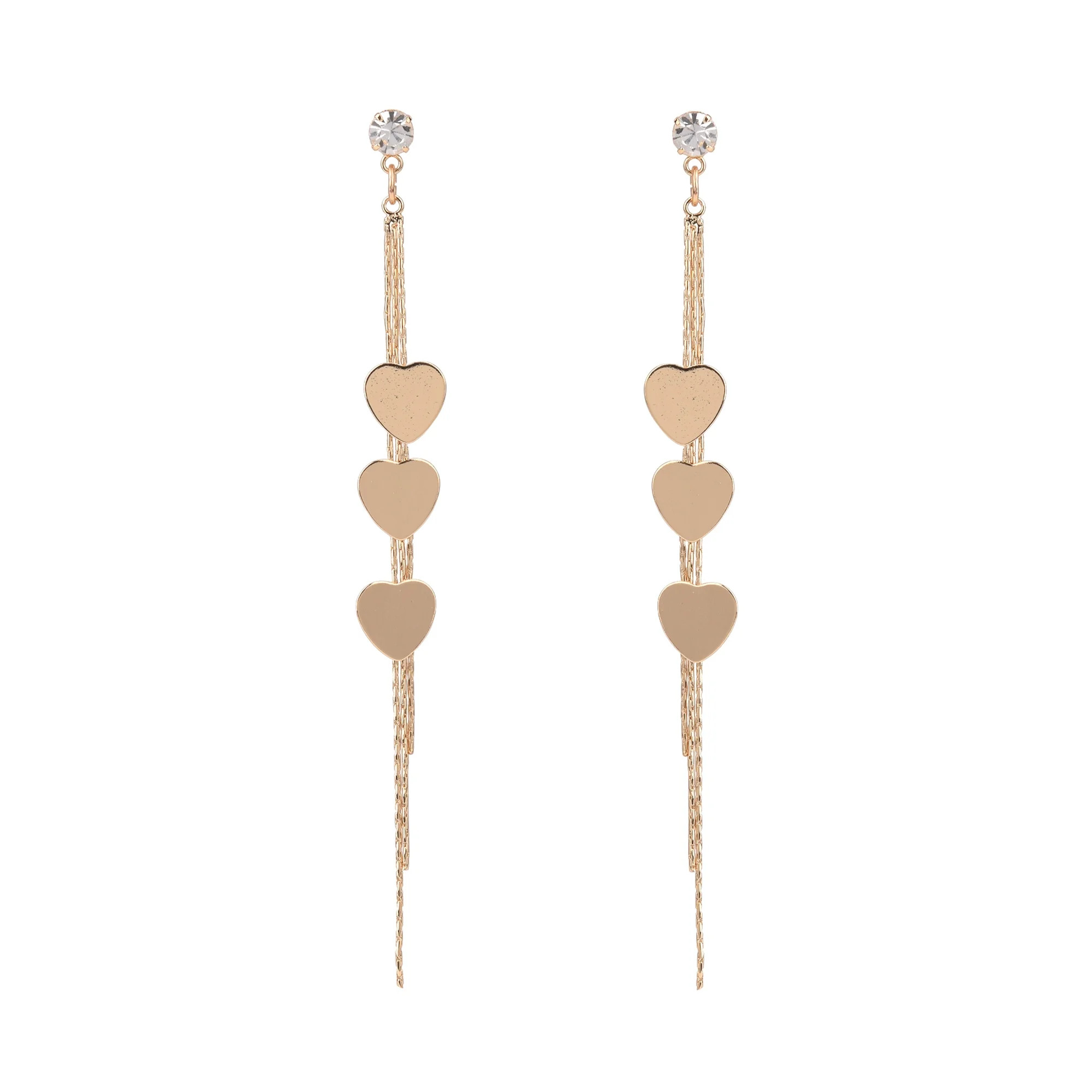 No Boundaries Adult Female Gold Tone Heart Linear Earring | Walmart (US)