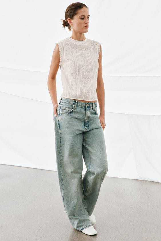 ZW COLLECTION EMBROIDERED SLEEVELESS TOP | Zara US