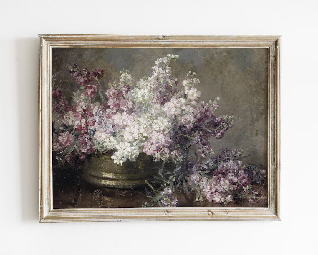 Antique Floral Painting Vintage Lilac Painting Spring Flower - Etsy | Etsy (US)