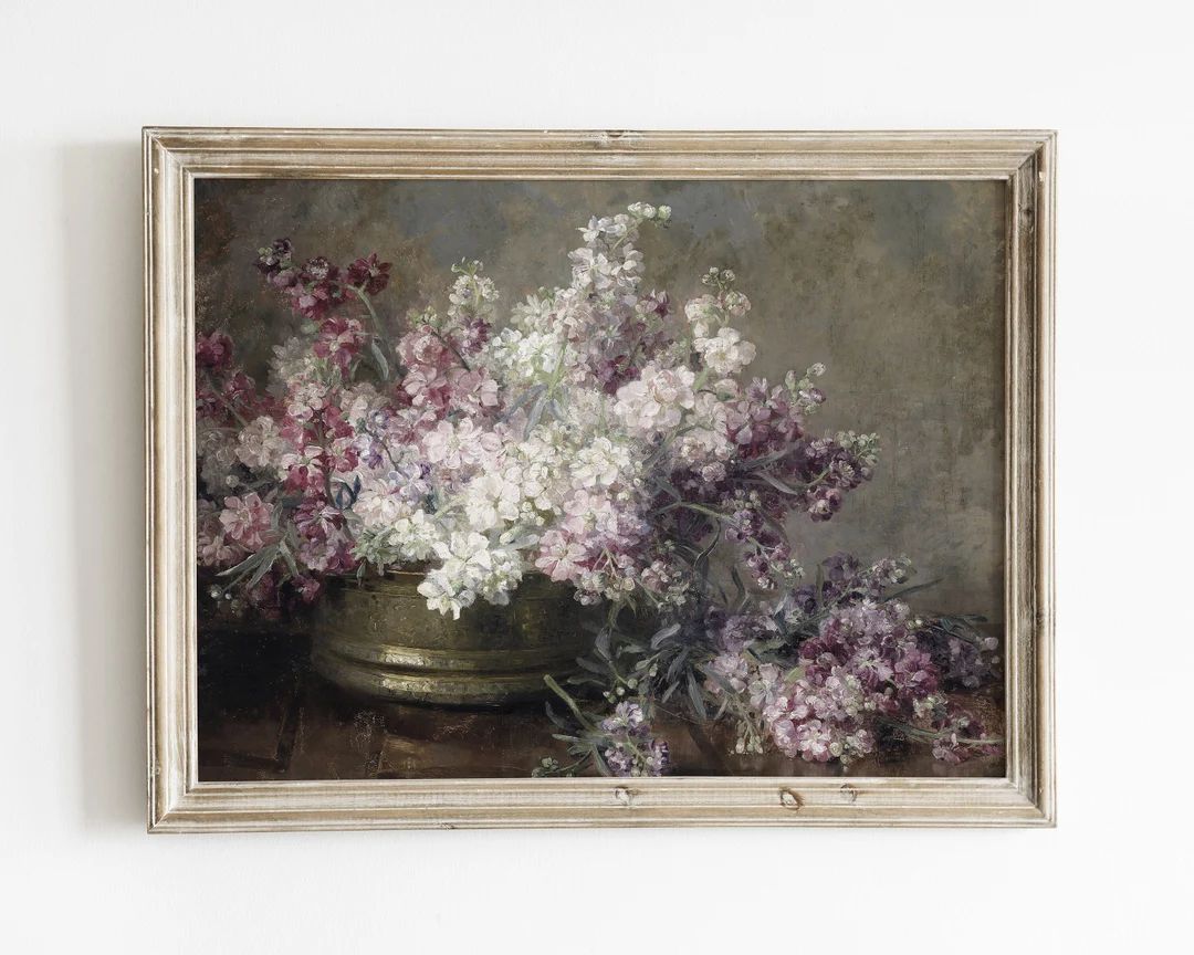 Antique Floral Painting Vintage Lilac Painting Spring Flower - Etsy | Etsy (US)