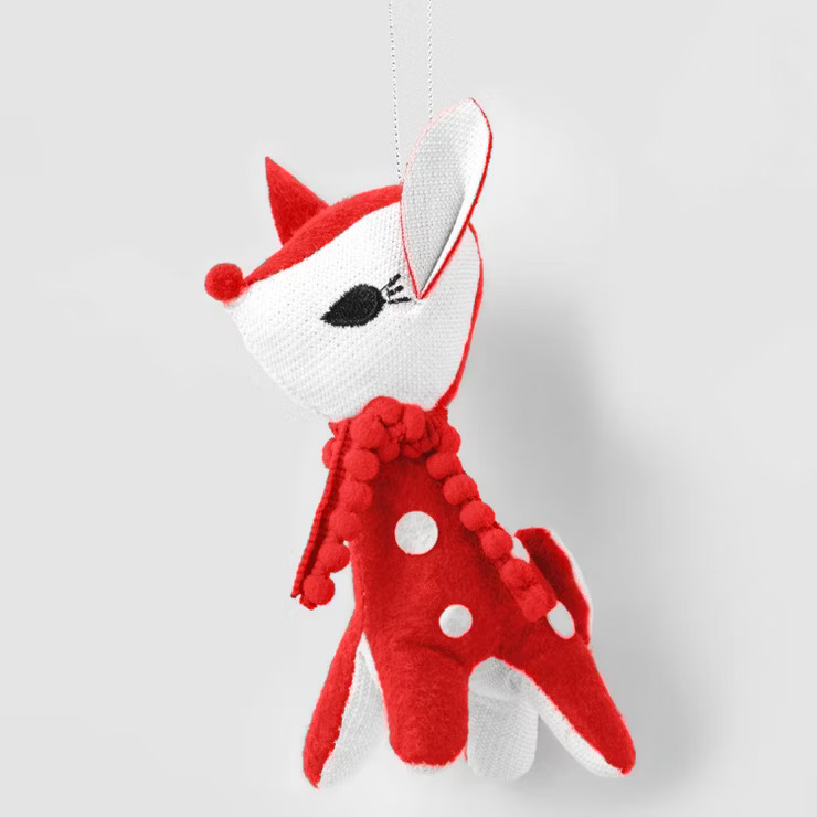 Fabric Retro Deer Christmas Tree Ornament Red - Wondershop™ | Target