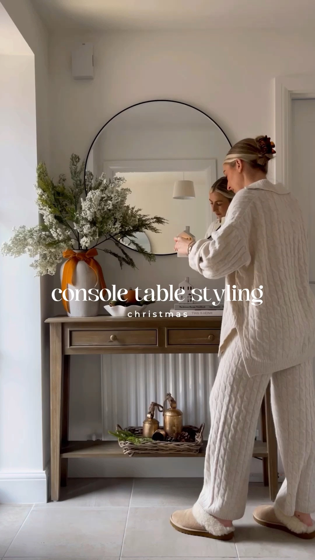 Christmas console table styling 🎄✨ use code ‘KATIE’ for 10% off ESPA electric diffuser 

Christmas decor, console table, Christmas home decor, table lamp, Amazon finds, Amazon home finds, LED tea lights, bells, Christmas bows, circle mirror, knitted set 

#LTKGIFT 

#LTKhome #LTKHoliday