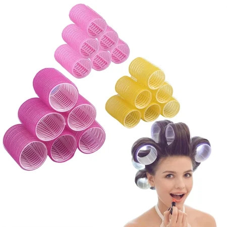 Hair Rollers For Long Hair & Short Hair - No Heat Hair-friendly Natural Effect Includes 18 Rollers(2.5 and 0.6 diameter) | Walmart (US)