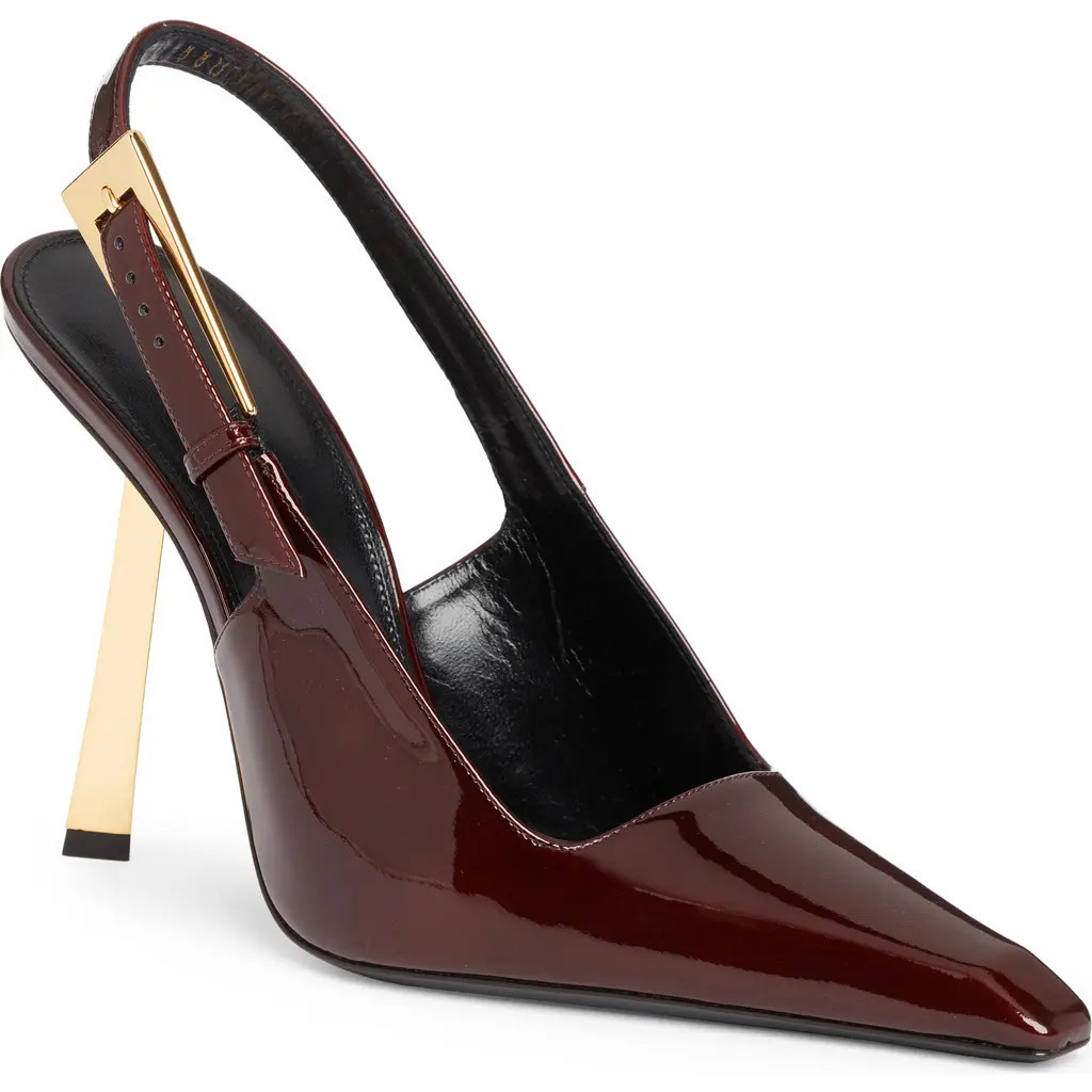 Saint Laurent Lee Pointed Toe Slingback Pump in Burgundy at Nordstrom, Size 6Us | Nordstrom