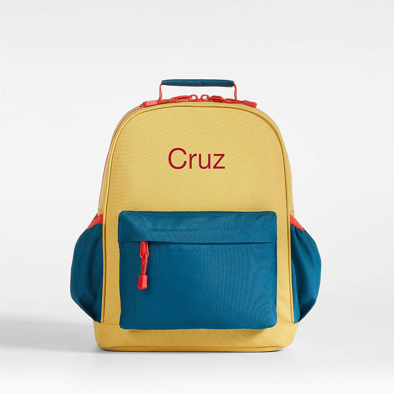 Colorblock Navy and Ocher Medium Kids Backpack | Crate & Kids | Crate & Barrel